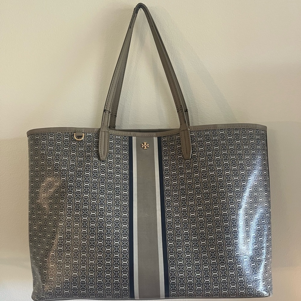 Tory Burch Navy and Gray Signature Tote
